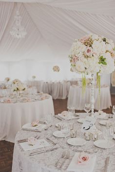 a table set up for a wedding reception