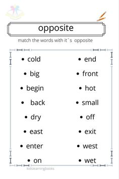 an opposite and opposite words worksheet