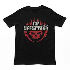 The Offspring Skull Logo Throwback Retro Rock N Roll Concert Short Sleeve Tee Shirt. Adult Size Shirt Made From 100% Pre-Shrunk Medium Weight Cotton. Every Item We Sell Is Original Brand New. If An Item Is Designated As "Distressed", The Design Contains Intentional Skips And Voids Which Give The Item A Worn-In Or Vintage Look. These Are Part Of The Actual Design And Do Not Reflect Poor Printing. Black Spring Fan Merchandise Tops, Black Band Logo Shirt, The Offspring Shirt, Black Band Merch Printed T-shirt, Band Tshirt Nu Metal, Black Skull Print T-shirt For Spring, Motorhead Shirt, Spring Black T-shirt With Skull Print, Skull Logo