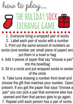 how to play the holiday sock exchange game with instructions on how to use it for christmas