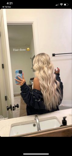 Blonde Hair Variations, Bright Blonde Hair Extensions, Super Blonde Balayage With Dark Roots, Blonde Hair Extension Ideas, Platinum Blonde Extensions, Blonde On Blonde Balayage, Blonde Hair With Extensions Long, Long Blonde Highlighted Hair, Extra Long Blonde Hair