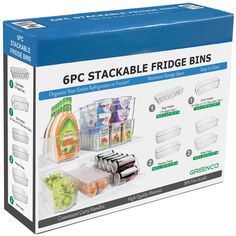 the 6 pc stackable fridge bins