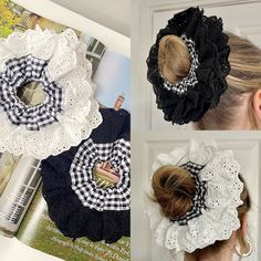 *Oversized Broderie Angliase Scrunchie  *Available in black or white trim  *Double layered to insure fullness  *Handmade *Approx 19cm *Any questions feel free to send us a message *Follow us on Instagram @Shop_Oeuvre Casual Chic Wedding, Scrunchies Black, Layer Hair, Rhinestone Designs Templates, Oversized Scrunchie, Diy Hair Scrunchies, Diy Fabric Jewellery, Diy Birthday Gifts For Friends, Hair Accessories Clips