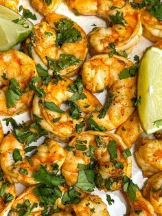 grilled shrimp with cilantro, parsley and lime