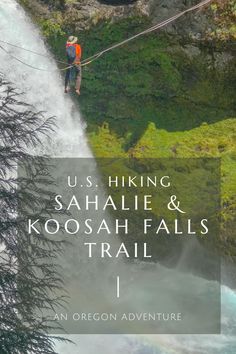 Man on a slackline in front of a waterfall as seen while hiking in the U.S. on the McKenzie River Trail in Oregon. Mckenzie River Oregon, Ultralight Hiking, Oregon Waterfalls, Oregon City, Waterfall Adventure