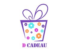 a gift box with flowers on it and the words d'cadeauu written below