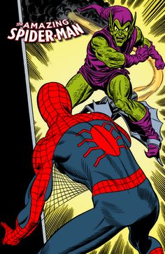 the amazing spider - man is being chased by another person in an action comic book