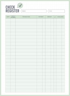 a check register is shown in the form of a sheet with an arrow on it