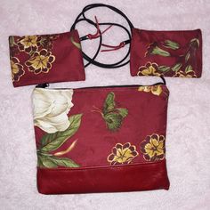 Artisian Handcrafted From Fine Upholstery Samples And Leather. Generally One Of A Kind. This Shoulder Bag Is In A Dark Red Designer Fabric With Floral And Butterflies. 2 Separate Bags Change / Cards. Interior Has Slide Pocket And Is Lined. Cord Strap. Nwot Fringe Handbags Purses, Burberry Shoulder Bag, Fringe Handbags, Boho Handbags, Pattern Purse, White Shoulder Bag, Denim Purse, Faux Leather Bag, Leather Hobo Bag