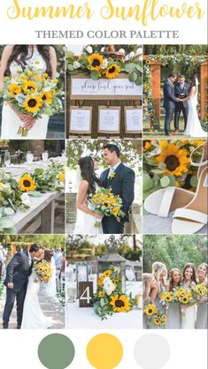 sunflower wedding color palettes for the bride and groom