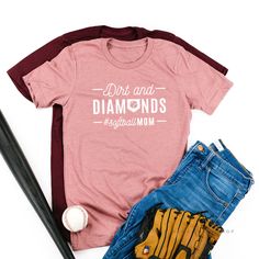 Hey batter batter! Show off your softball pride with this dirt and diamonds softball mom shirt. Available in many colors at littlemamashirtshop.com. Hey Batter Batter, Softball Tees, Softball Mom Shirts, Softball Mom