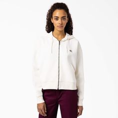 The Oakport Zip Hoodie is a classic regular fit women’s hoodie. Featuring our iconic Dickies woven label on the chest, zip up front, pouch pockets, saddle stitched hems and a cotton drawstring hood. Made of our poly-cotton brushed fleece that is durable, wrinkle and shrink resistant. A core style made for everyday wear. Oversized Puffer Jacket, Oversized Puffer, Dickies Women, Women's Hoodie, Classic Suit, Woven Label, Trending Today, Outerwear Women, Long Sleeve Hoodie