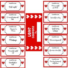 printable valentine's day coupons with hearts on the front and back side