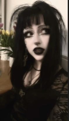 #goth makeup inspired by @tragic.specimen Goth Makeup Black Lipstick, Goth Makeup Natural, Goth Alt Makeup, Trad Goth Makeup Tutorial, Makeup Looks Goth, Goth Makeup Products, Goth Makeup Everyday, Trad Goth Eye Makeup, Romantic Gothic Makeup