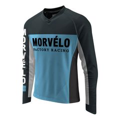 a red, white and blue jersey with the words morvelo victory racing on it