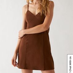 Nwt Comes With Free Gift If Purchased At Full Price! :) Chic Brown Mini Sundress, Chic Brown A-line Mini Dress, Chic Brown Mini Dress With Spaghetti Straps, Chic Brown Slip Dress For Summer, Chic Brown Summer Slip Dress, Chic Brown Lined Mini Dress, Brown A-line Mini Dress For The Beach, Casual Brown Slip Dress For Spring, Fitted Brown Slip Dress For Spring