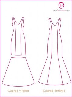 the front and back views of a dress