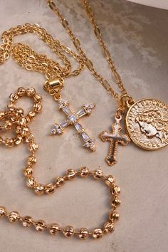 harley necklace - cruz necklace - desiree necklace from BEADS by tara Dainty Coin Pendant Necklaces For Layering, Dainty Coin Pendant Necklace For Layering, Gold Cross Necklaces, Necklaces Beads, Gold Chain Necklaces, Gold Vermeil Jewelry, Gold Bond, Gold Cross Necklace, Vermeil Jewelry