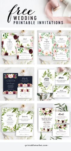 wedding stationery with flowers and greenery