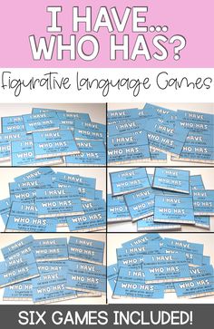 blue and white game cards with text that says, i have who has? it's interactive language games