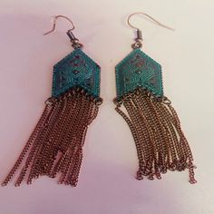 Bohemian Tassel Drop Earrings Material~ Zinc Alloy Copper Color Fishhook Style Copper Dangle Tassels Bohemian Copper Earrings For Party, Copper Dangle Earrings For Party, Party Copper Dangle Earrings, Tassel Drop Earrings, Bohemian Earrings, Copper Color, Fish Hook, Zinc Alloy, Tassels