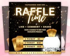 the raffle time flyer is designed to look like it's going on sale