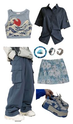 Blue Alt Aesthetic Outfits, Aquarium Fits Aesthetic, Sea Clothing Aesthetic, Sea Themed Outfits Aesthetic, Aquatic Themed Outfit, Ocean Themed Clothes Aesthetic, Ocean Theme Outfit Women, Shark Themed Outfit Aesthetic, Ocean Aesthetic Clothing