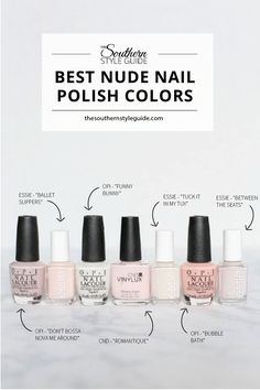 Nude Nail Polish Colors, Best Nude Nail Polish, Essie Ballet Slippers, Opi Bubble Bath, Nude Nail Polish, Nude Nail, Polish Colors, Nail Health, Neutral Nails