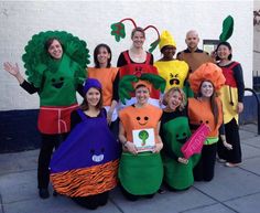 a group of people dressed up in costumes