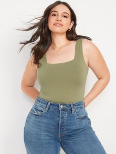 Show your bod some ❤️.  Introducing BodLove, a body-positive collection of fitted, curve-hugging dresses, T-shirts and tank tops.  Everybody. . . rock your body right! Square neck.  Sleeveless shoulder straps.  Covered snap fastening at gusseted Curve Hugging Dress, Brown Bodysuit, Tank Top Bodysuit, Slim Bodysuit, Ribbed Knit Bodysuit, Bodysuit Tops, Scoop Neck Bodysuit, Tank Outfit, Chic Pants