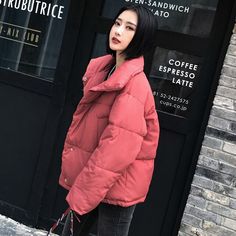 Autumn Winter Jacket Women Coat Fashion Female Stand Winter Jacket Women Parka Warm Casual Overcoat Jacket Parkas Long Sleeve Puffer Outerwear For Cold Weather, Trendy Winter Puffer Outerwear, Solid Color Long Sleeve Outerwear For Winter, Fall Puffer Outerwear For Cold Weather, Solid Long Sleeve Outerwear For Winter, Fall Outerwear For Outdoor In Solid Color, Solid Color Fall Outerwear For Outdoor, Fall Outdoor Outerwear Solid Color, Fall Outdoor Outerwear In Solid Color