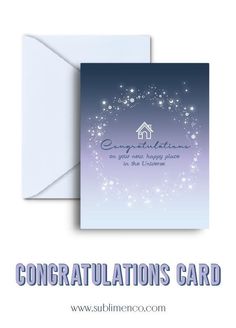 congratulations card with the words congratulations on it, and stars in the sky behind it