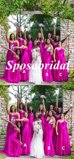 the bride and her bridal party posing for pictures