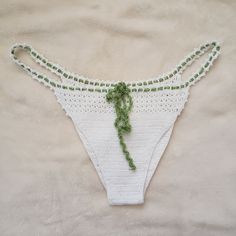 Handmade Bikini By My Mom. Bottoms Size M White Crochet Trim Swimwear For Spring, Handmade White Summer Swimwear, Handmade White Swimwear For Poolside, White Crochet Lace Swimwear For Beach, White Handmade Summer Swimwear, White Beachy Swimwear With Crochet Trim, Handmade White Swimwear For Summer, Handmade White Swimwear For Vacation, Handmade White Swimwear For Beachwear