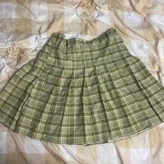 Never Worn. Has Some Loose Threads Though Green Plaid School Skirt, Mint Plaid Skirt, Green Square Skirt, Cottage Core Plad Skirt, Lululemon Tennis Skirt, Green Plaid Skirt, Slim Fit Crop Top, Striped Maxi Skirts, Houndstooth Skirt