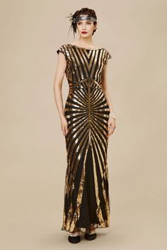 Shop 1920s Dresses - Art Deco Sequin Maxi Dress | BABEYOND Art Deco Dress 1920s, Art Deco Women's Fashion, Art Deco Outfits, Art Deco Clothes, Art Deco Style Fashion, Art Deco Dresses, Art Deco Fashion 1920s, Art Deco Outfit, Velma Kelly