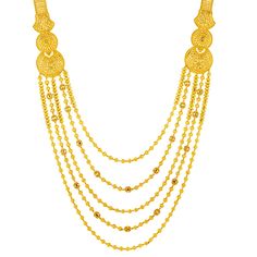 Indulge yourself with the luxury of this 22k yellow gold necklace and earring set by Virani Jewelers. The intricate design and rich golden tone make it a perfect representation of Indian bridal jewelry. This layered gold necklace and earring set is ideal for those who appreciate fine craftsmanship and elegant design. Enhance your collection with this exquisite 22k gold jewelry, perfect for adding a touch of elegance to any special occasion.Features• 22k yellow gold• Beading• Filigree Necklace Sp Luxury 22k Gold Bridal Necklace, Luxury 22k Yellow Gold Earrings, Exquisite Luxury 22k Gold Jewelry, Luxury Yellow Gold Meenakari Danglers, Layered Gold Necklace, Indian Bridal Jewelry, Gold Bridal Necklace, 22k Gold Jewelry, Filigree Necklaces