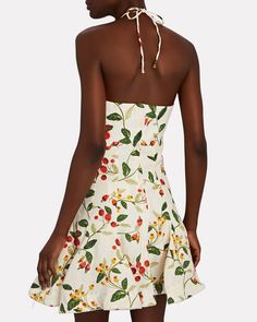 Agua by Agua Bendita Anturio Mini Dress In Multi | INTERMIX® Summer Halter Neck Dress With Ruffle Hem, Halter Neck Mini Dress With Ruffle Hem For Vacation, Vacation Mini Dress With Ruffle Hem And Halter Neck, Tropical Halter Dress For Spring, Designer Mini Dresses, Cute Dress Outfits, Dreamy Dress, Halter Mini Dress, Kpop Outfits