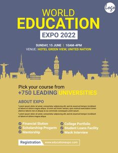 an advertisement for the world education expo