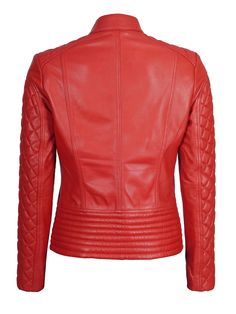 The red leather jacket woman is made up of high-quality real leather and consists of a soft viscose lining. It’s professionally crafted to ensure superb style and comfort. Physical attributes include zip fastener, zipped pockets, and quilted shoulder padding; on the other hand, the jacket also features snap button collar and panels that look highly attractive. Check out similar jackets here. Specification: Material: Real Leather Lined with Viscose Front: Zip Closure, Pockets Color: Red Biker Style Women, Biker Jacket Women, Racer Leather Jacket, Quilted Leather Jacket, Black Suede Jacket, Leather Shorts Women, Short Leather Skirts, Cafe Racer Leather Jacket, Quilted Sleeves