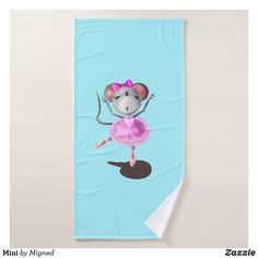 a towel with a mouse on it and a pink ballerina in the middle is shown