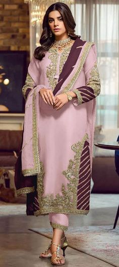 Pink and Majenta color Salwar Kameez in Faux Georgette fabric with Embroidered, Thread, Zari work Party Wear Salwar Kameez, Best Designer Suits, Party Wear Salwar, Indian Salwar Suit, Indian Sari Dress, Organza Lehenga, Salwar Suits Online, Embroidered Pants, Party Wear Lehenga