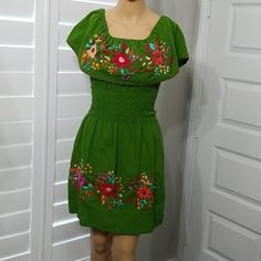 Embroided Dress Green Floral Embroidered Knee-length Midi Dress, Summer Embroidered Dresses With Square Neck, Embroidered Fitted Mini Dress, Fitted Green Embroidered Mini Dress, Embroidered Square Neck Dresses For Garden Party, Green Sleeveless Fitted Embroidered Dress, Green Embroidered Knee-length Dress, Green Fitted Sleeveless Embroidered Dress, Green Embroidered Sleeveless Dress