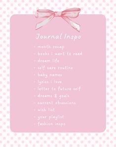 a pink and white polka doted background with the words journalinspo written on it