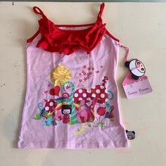 Adorable Canadian Boutique Designer Servane Barrau Tank Nwt Sz 8-10y. Smoke Free, 1 Doggie Playful Red Tops For Sleepovers, Playful Red Tops For Sleepover, Pink Tops For Sleepover In Spring, Pink Tops For Spring Sleepover, Playful Ruffled T-shirt For Summer, Playful Ruffle Tops For Playwear, Playful Ruffled Tops For Playwear, Fun Red Tops For Playwear, Playful Sleeveless Top For Sleepovers