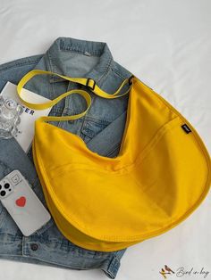 BirdinBag - Stylish, Lightweight Canvas Bag with Ample Space Casual Yellow Crossbody Bag, Yellow Shoulder Bag With Double Handle, Yellow Satchel Shoulder Bag With Pockets, Yellow Large Capacity Satchel Bag, Large Capacity Yellow Pouch Shoulder Bag, Large Capacity Yellow Satchel Bag, Yellow Satchel Bag With Pockets, Casual Backpack With Single Shoulder Strap, Yellow Shoulder Bag With Pockets