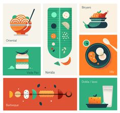 four different types of food are shown in this illustration