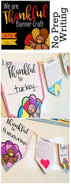 three different pictures with the words we are thanksgiving and turkey on them, including an image of