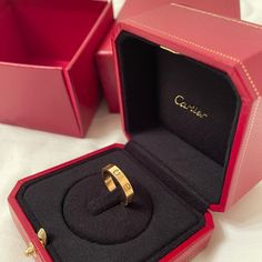 Yellow Gold In Size 4 Worn Once So Prone To Slight Scratches Purchased From Cartier Ny In October 2020.. Selling Because I Like The White Gold Better Cartier Gold Wedding Rings, Luxury Yellow Gold Jewelry For Valentine's Day, Gold Wedding Jewelry With Original Box, Classic Wedding Jewelry In Original Box, 1 Diamond Ring, Cartier Jewelry, Cartier Love, Ring Color, Womens Jewelry Rings