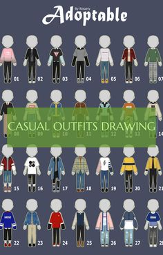 an image of casual outfits for men and women in different colors, sizes and styles